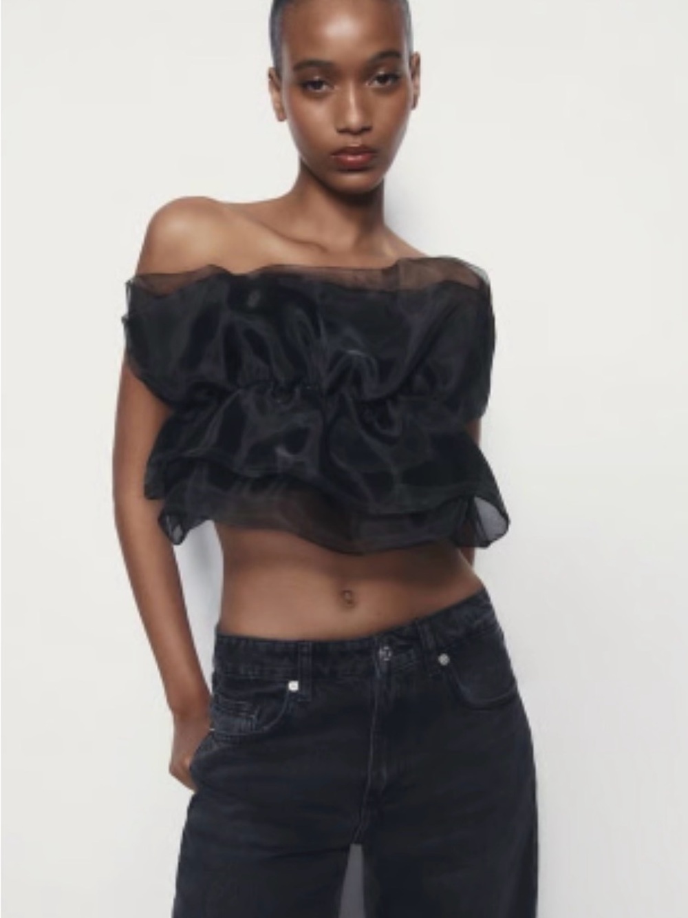 ZARA ORGANZA BANDEAU TOP ✨